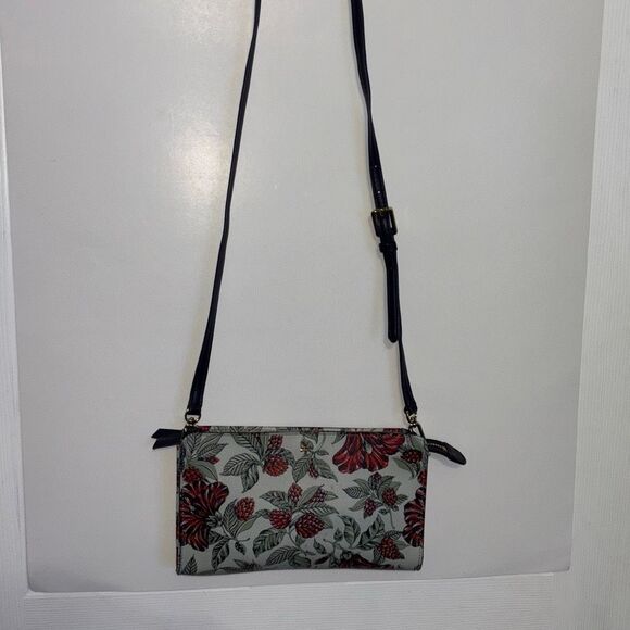 Tory Burch Kerrington navy green red Evergreen floral crossbody purse bag - Picture 2 of 12